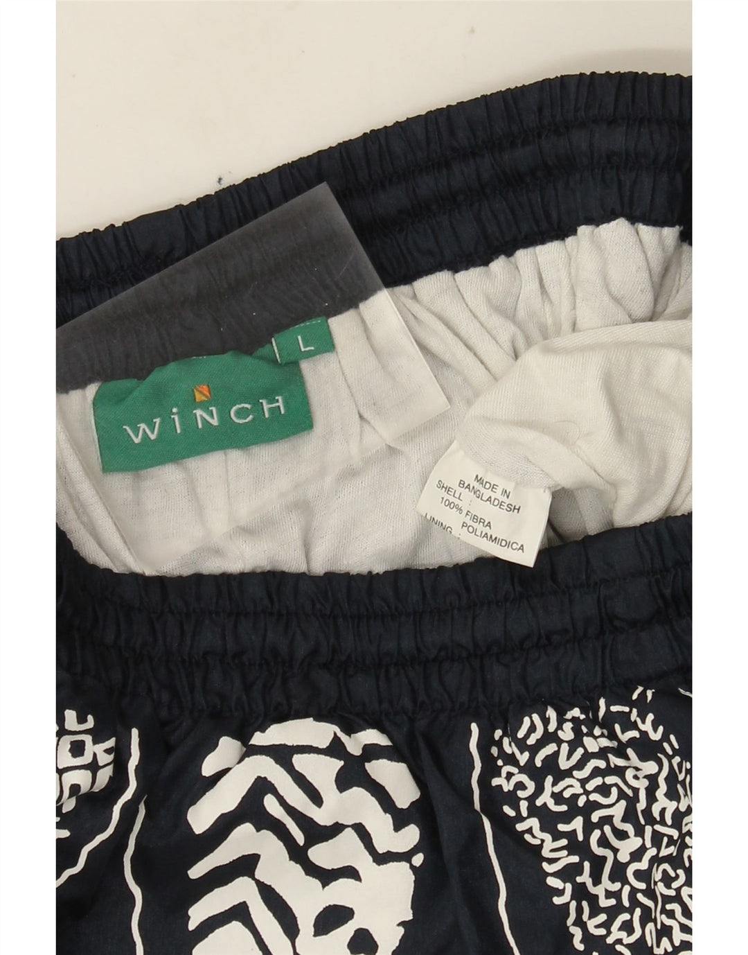 Vintage Boys Abstract Pattern Sport Shorts 11-12 Years Large Navy Blue