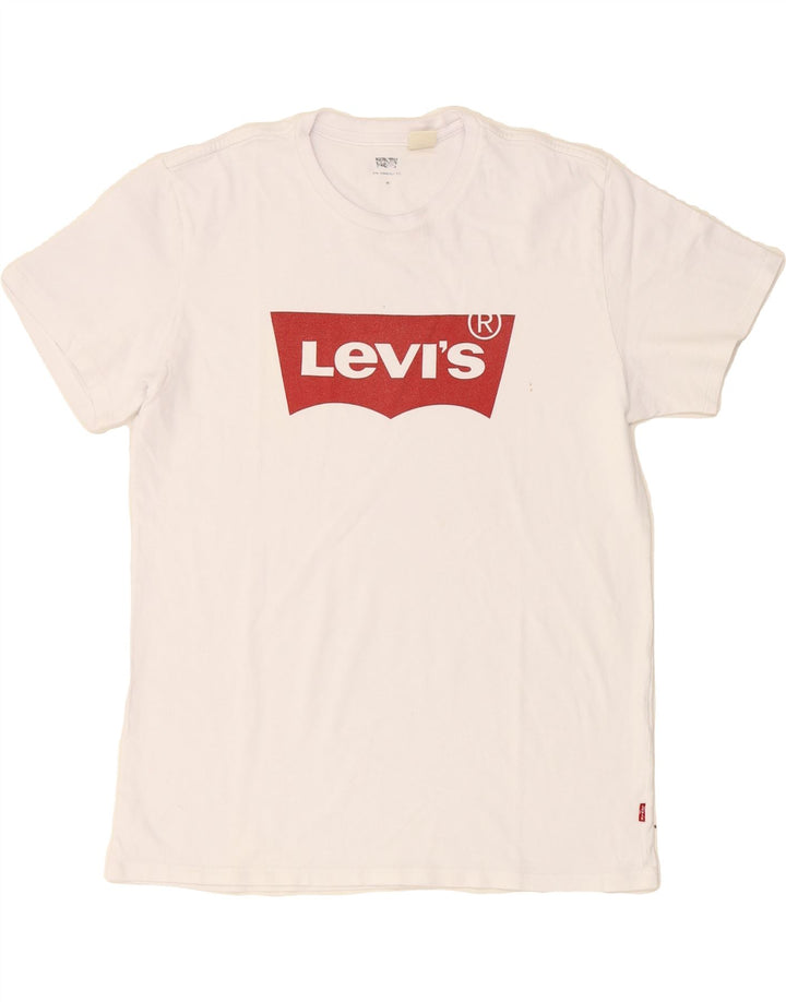 LEVI'S Womens Graphic T-Shirt Top UK 12 Medium White Vintage Levi's and Second-Hand Levi's from Messina Hembry 