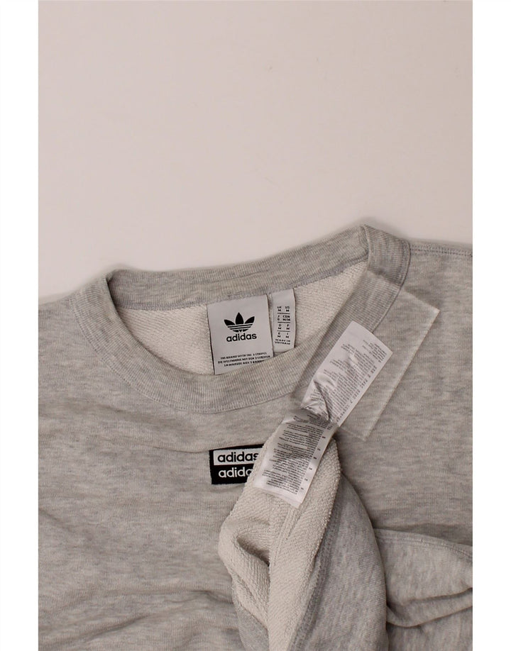 ADIDAS Womens Oversized Sweatshirt Jumper UK 14 Medium Grey Cotton Vintage Adidas and Second-Hand Adidas from Messina Hembry 