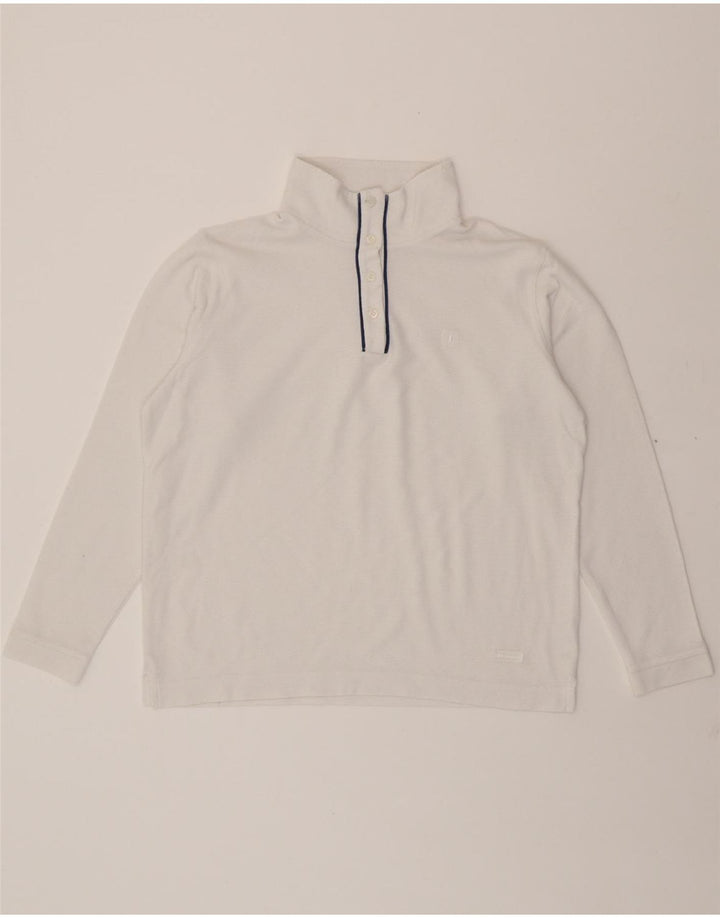 CHAMPION Womens Oversized Button Neck Top Long Sleeve UK 10 Small White Vintage Champion and Second-Hand Champion from Messina Hembry 