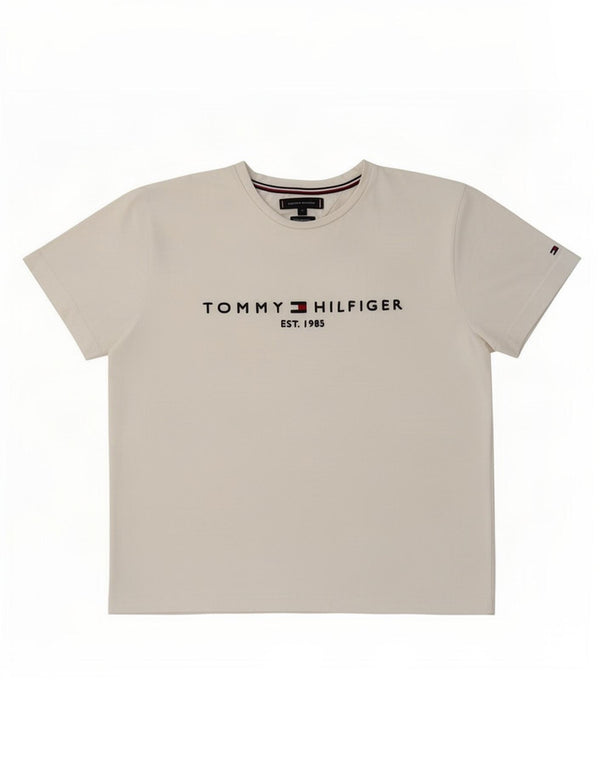 Tommy Hilfiger Damen-T-Shirt mit Grafik, UK 14, mittelweiße Baumwolle