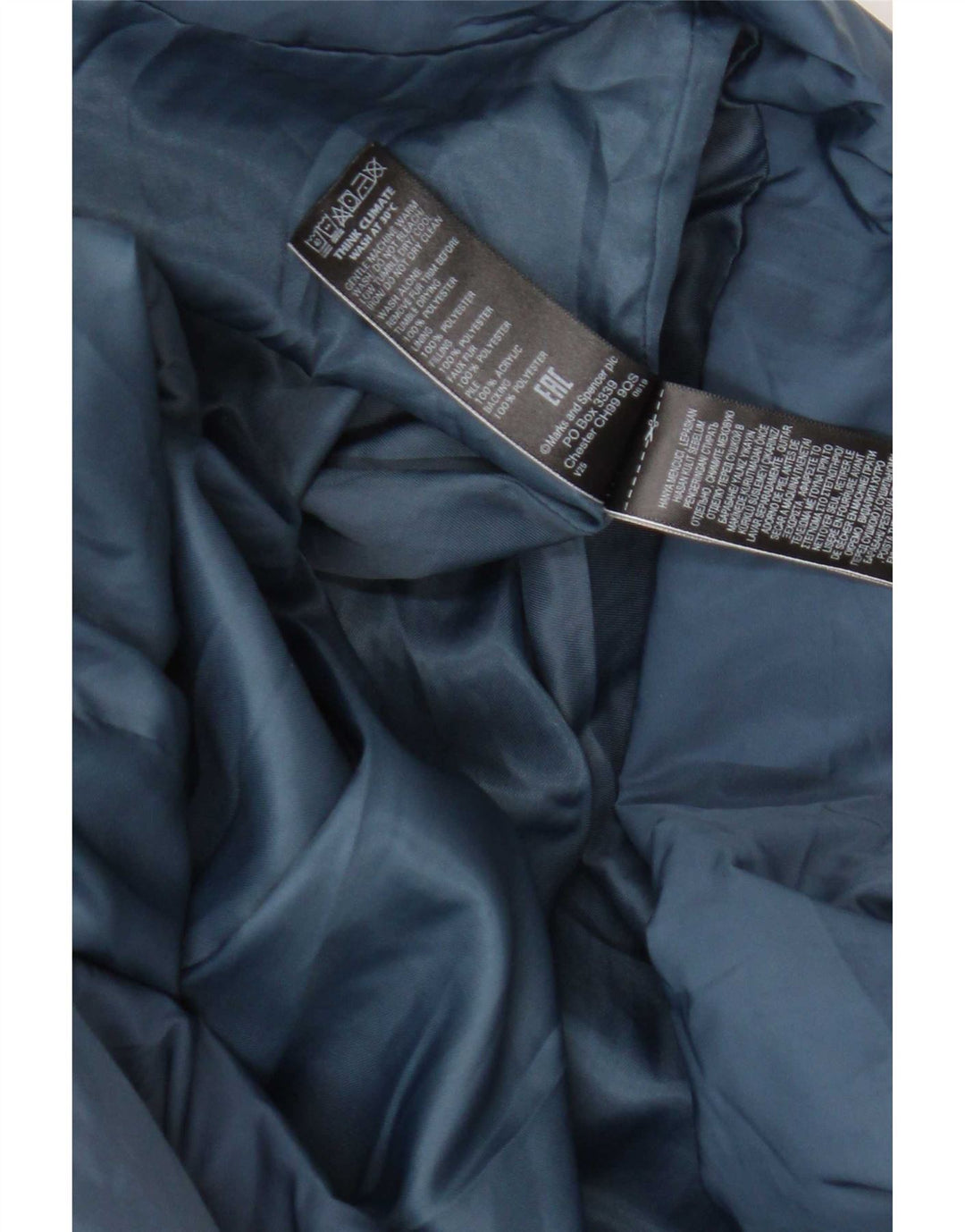 Marks & Spencer Womens Hooded Padded Coat UK 20 2XL Navy Blue Polyester