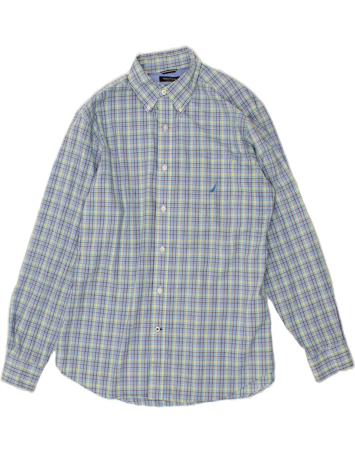 NAUTICA Mens Classic Fit Shirt Large Blue Check Cotton Vintage Nautica and Second-Hand Nautica from Messina Hembry 