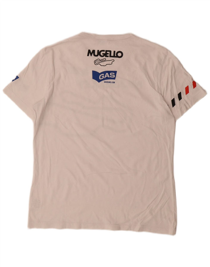 Gas Mens Graphic T-Shirt Top Large White Cotton