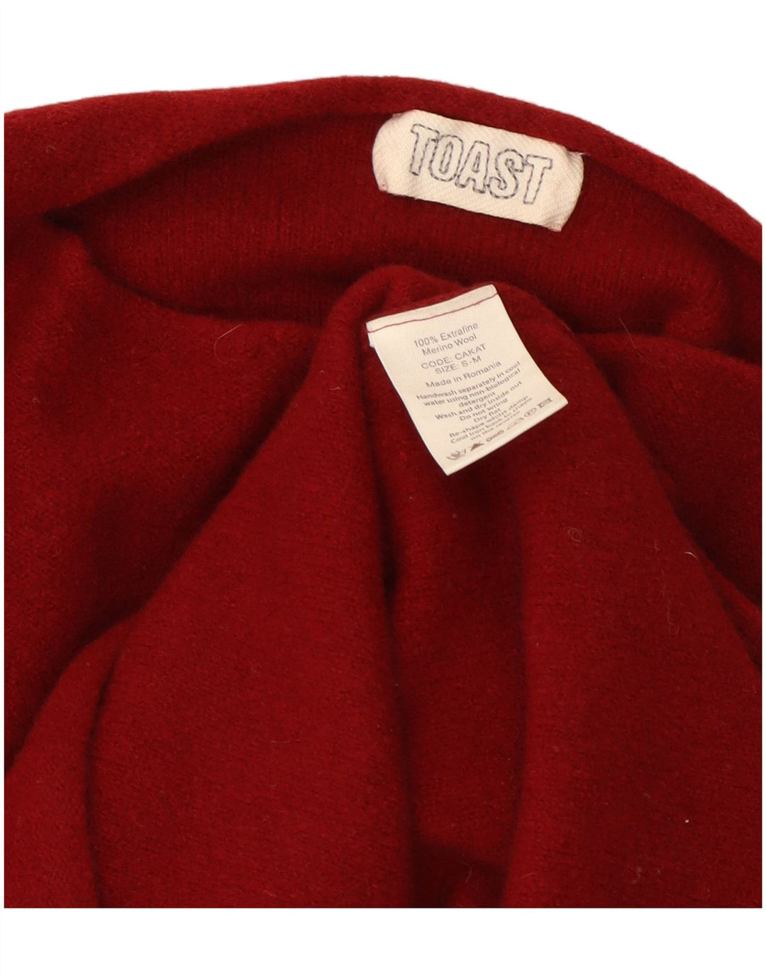 Toast Womens Boat Neck Jumper Sweater Small/Medium Red Wool