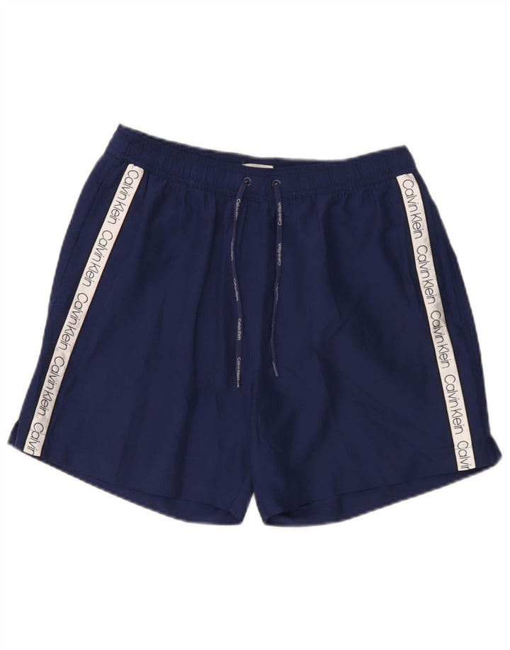 Calvin Klein Mens Graphic Swimming Shorts Medium Navy Blue Colourblock