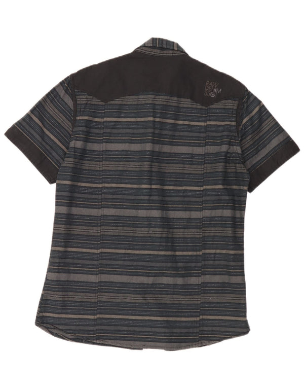G-Star Mens Short Sleeve Military Shirt Large Grey Striped Cotton