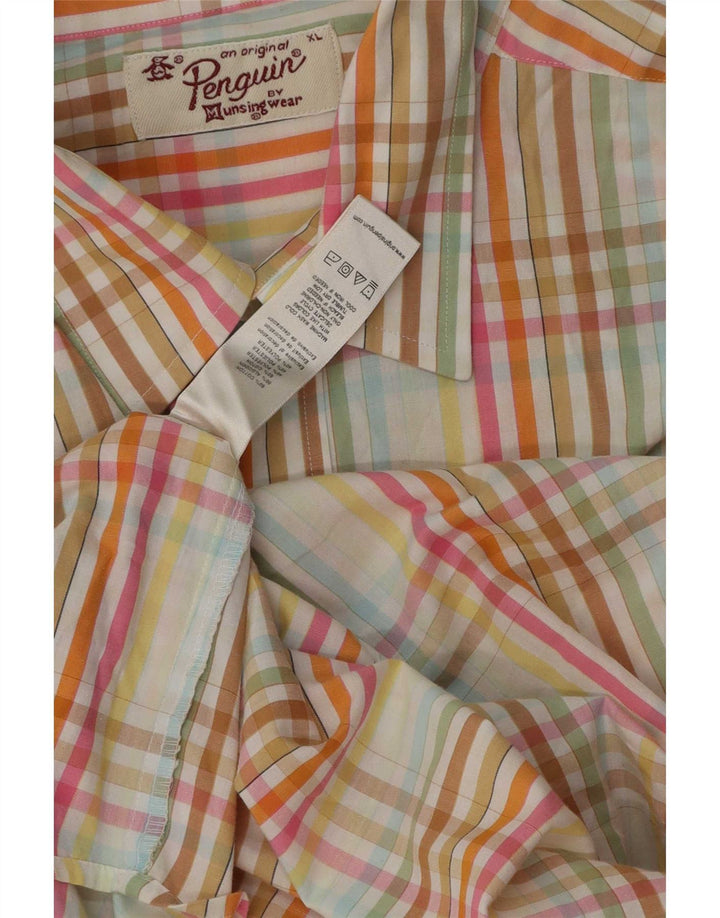 Penguin Mens Heritage Short Sleeve Slim Fit Shirt XL Multicoloured Check