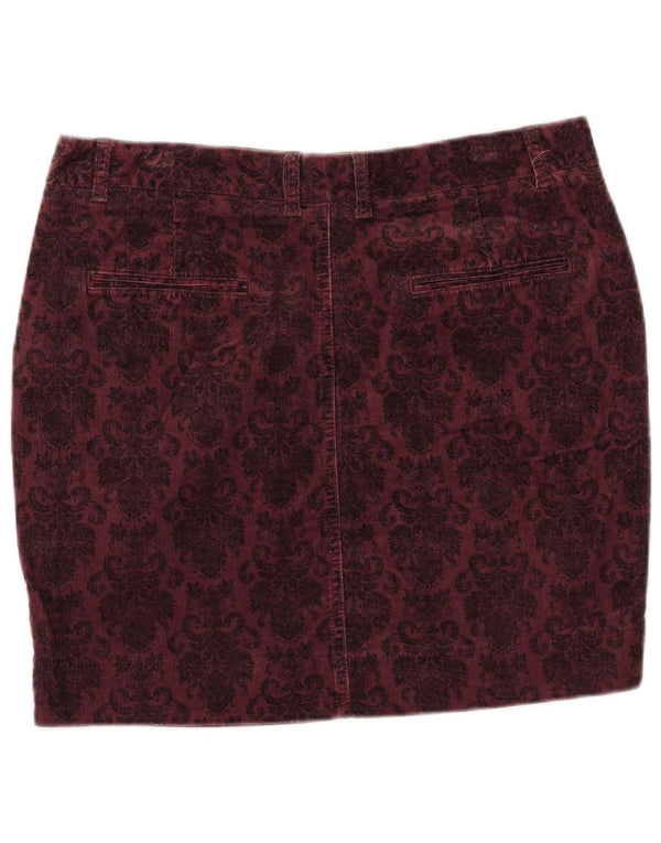 Marks & Spencer Damefløjlsnederdel UK 14 Large W33 Burgundy Floral