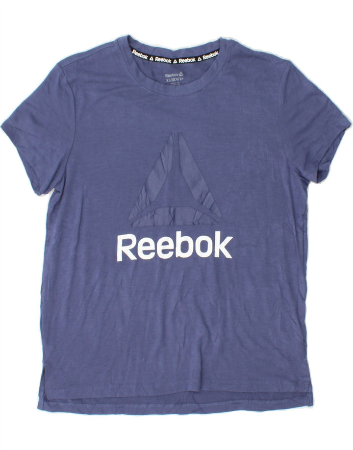 REEBOK Mens Graphic T-Shirt Top XS Blue Polyester Vintage Reebok and Second-Hand Reebok from Messina Hembry 