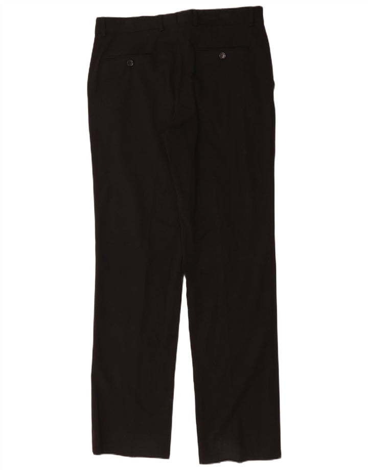 Zara Mens Straight Suit Trousers EU 42 Large W34 L34 Black Polyester