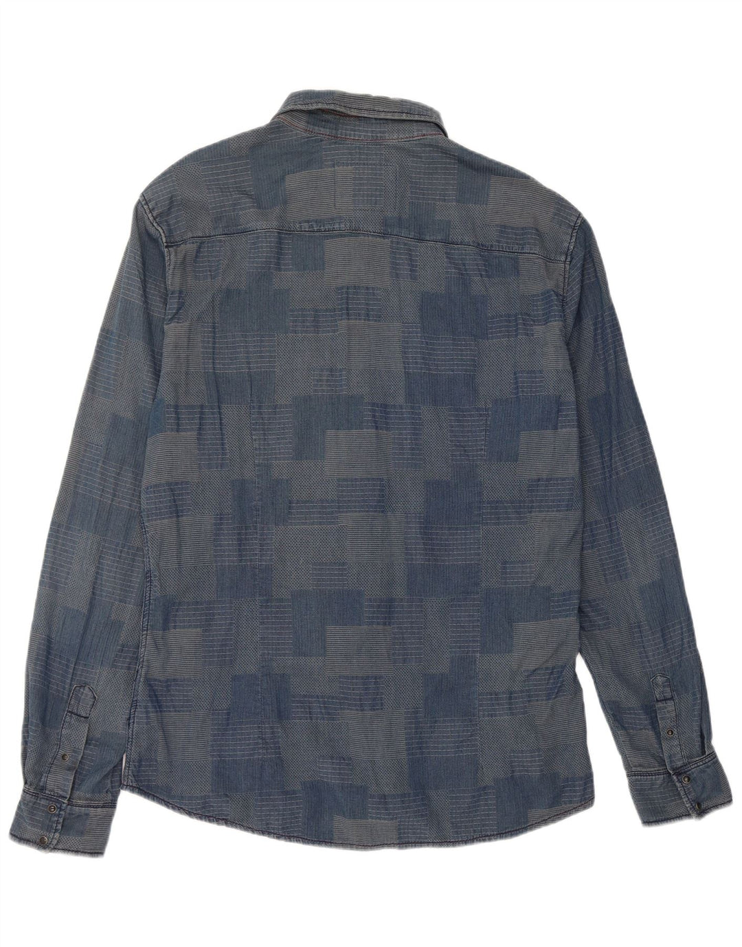 Gaudi Herrenhemd 2XL Blau Patchwork Baumwolle