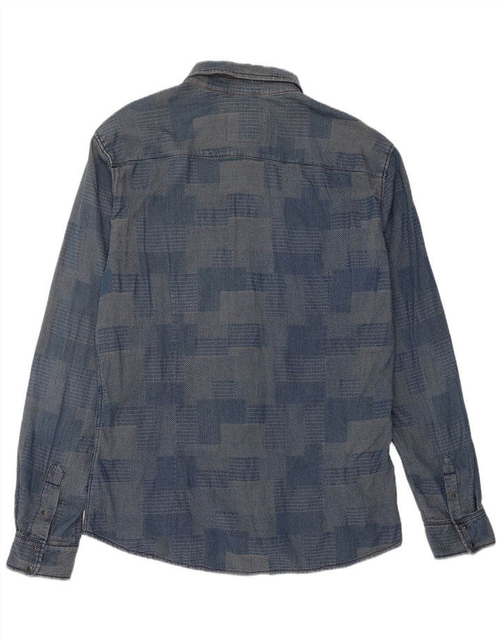 Gaudi Herrenhemd 2XL Blau Patchwork Baumwolle