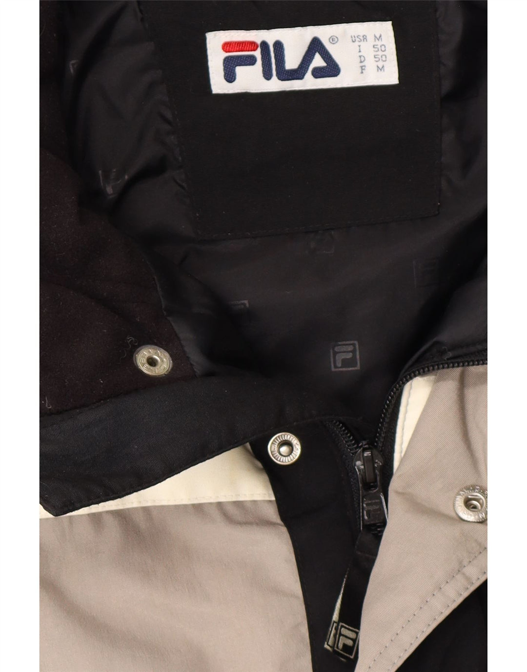 FILA Chaqueta acolchada para hombre UK 38 Medium Black Colourblock Poliamida
