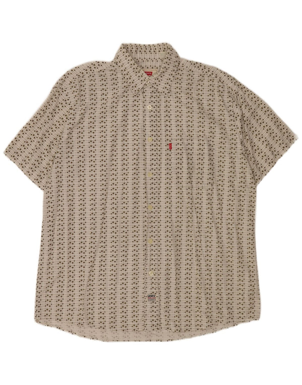 Koszula męska z krótkim rękawem Levi's 2XL Biała, geometryczna bawełna