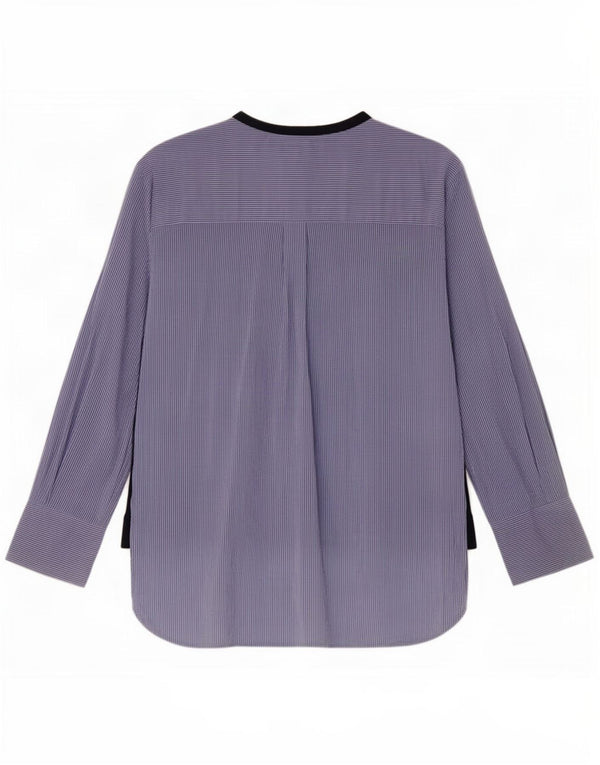 Zara Chemise pull graphique pour femme UK 12 en coton à fines rayures bleu moyen