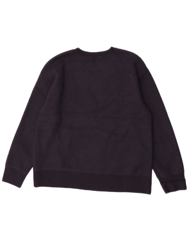 Zara Womens Crew Neck Jumper Sweater UK 14 Medium Navy Blue Viscose