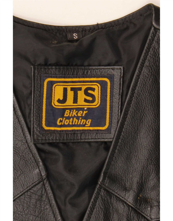 Vestă din piele pentru motociclist JTS pentru bărbați, mică, neagră