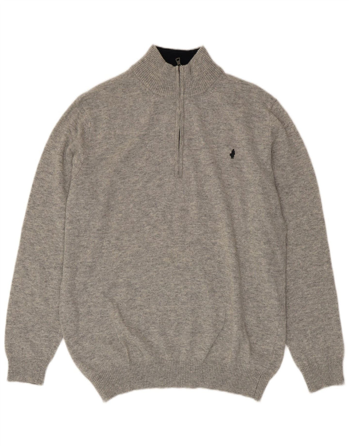 MARLBORO CLASSICS Herren-Pullover mit Reißverschluss am Hals, 2XL, graue Wolle
