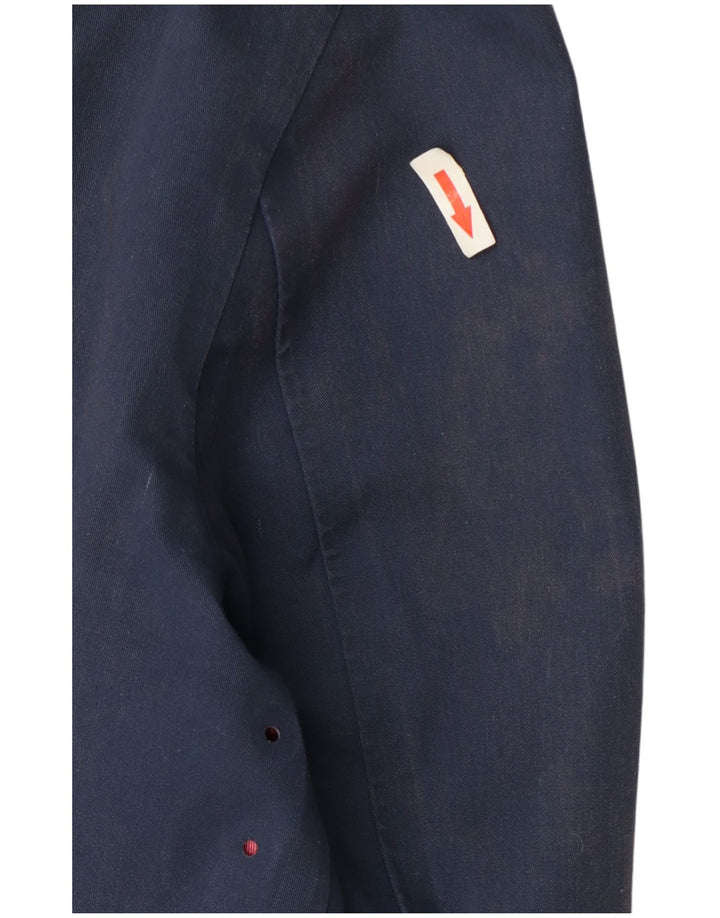 K-Way Mens Hooded Rain Jacket UK 38 Medium Navy Blue Cotton
