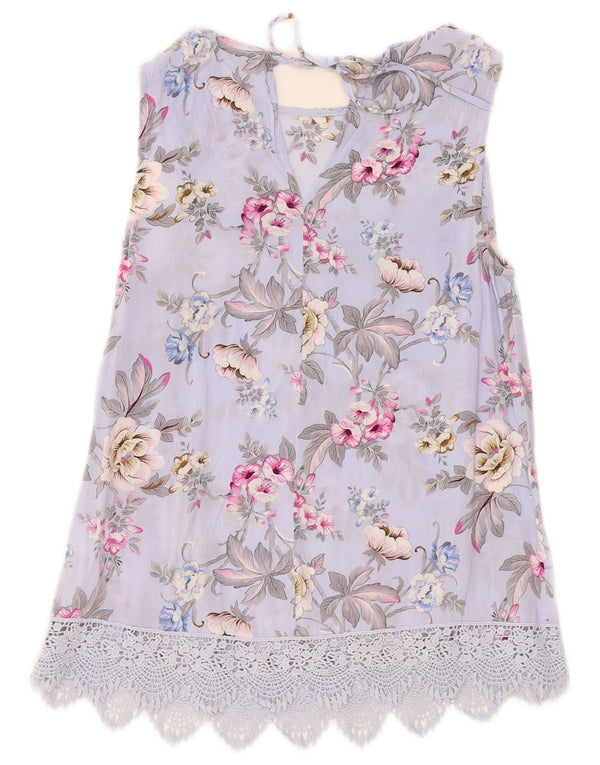 Oasis Womens Sleeveless Blouse Top UK 8 Small Purple Floral Viscose