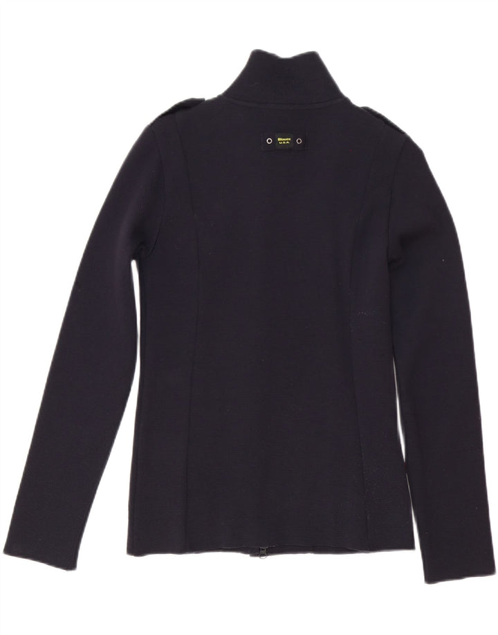 Blauer Dame Cardigan Sweater UK 10 Small Navy Blue Wool