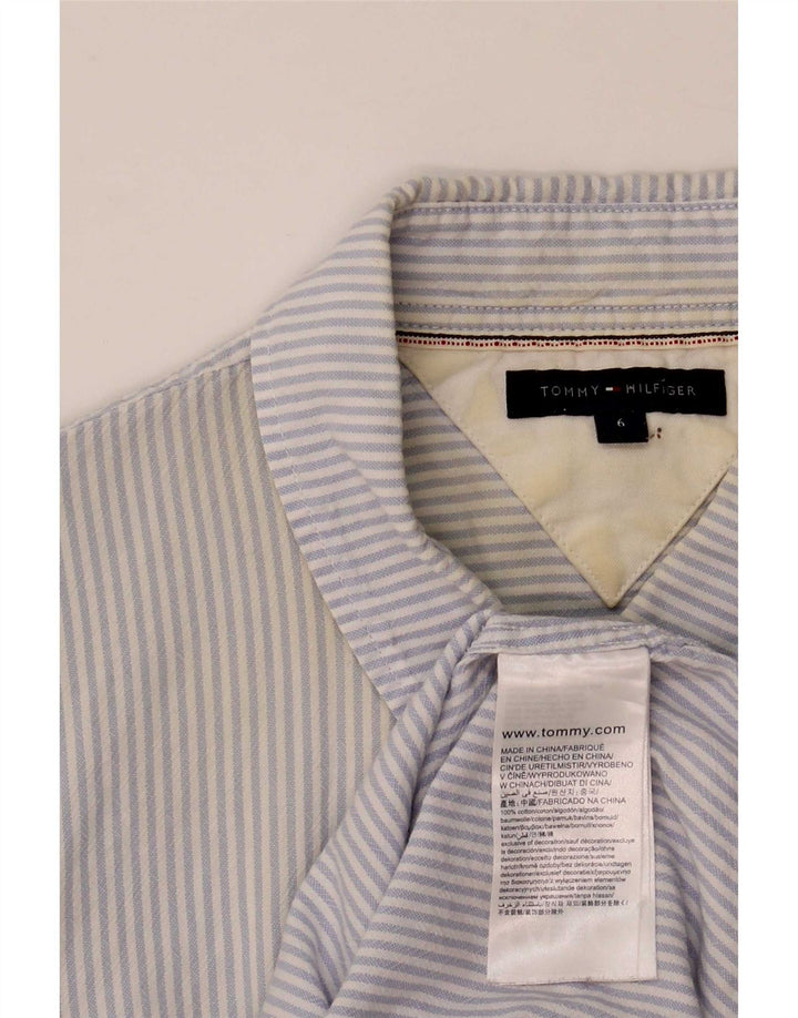 Tommy Hilfiger Womens Shirt US 6 Medium Blue Pinstripe Cotton