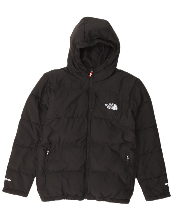 The North Face Boys Hooded Padded Jacket 14-15 Years XL Black Polyester