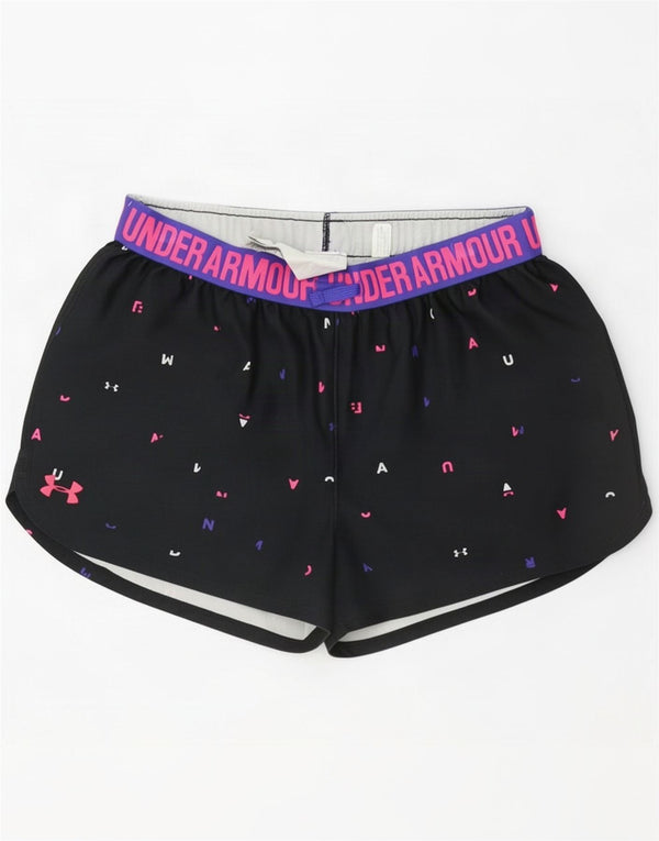 Shorts esportivos Under Armour Girls Heat Gear 13-14 anos XL preto manchado