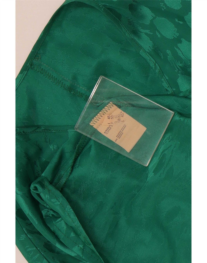 Vintage Womens Blouse Top UK 22 2XL Green Spotted Polyester
