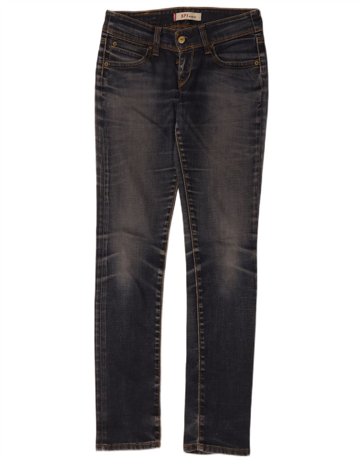 Levi's Womens 571 Super Low Slim Jeans W28 L34 Blue Cotton