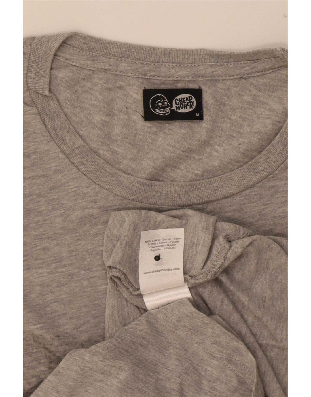 Cheap Monday T-Shirt Graphique Homme Gris Moyen Coton