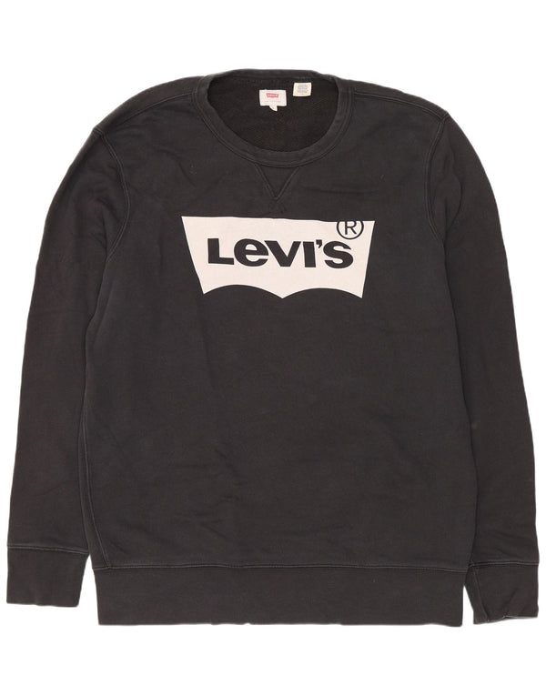 Levi's Uomo Felpa con vestibilità regolare grafica Maglione grande in cotone nero