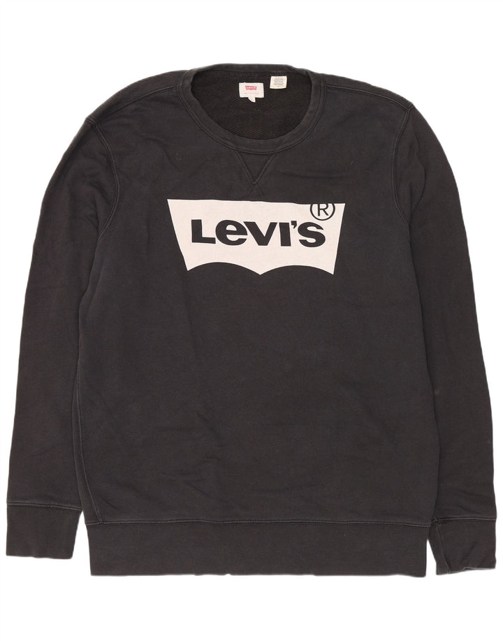 Levi's Uomo Felpa con vestibilità regolare grafica Maglione grande in cotone nero