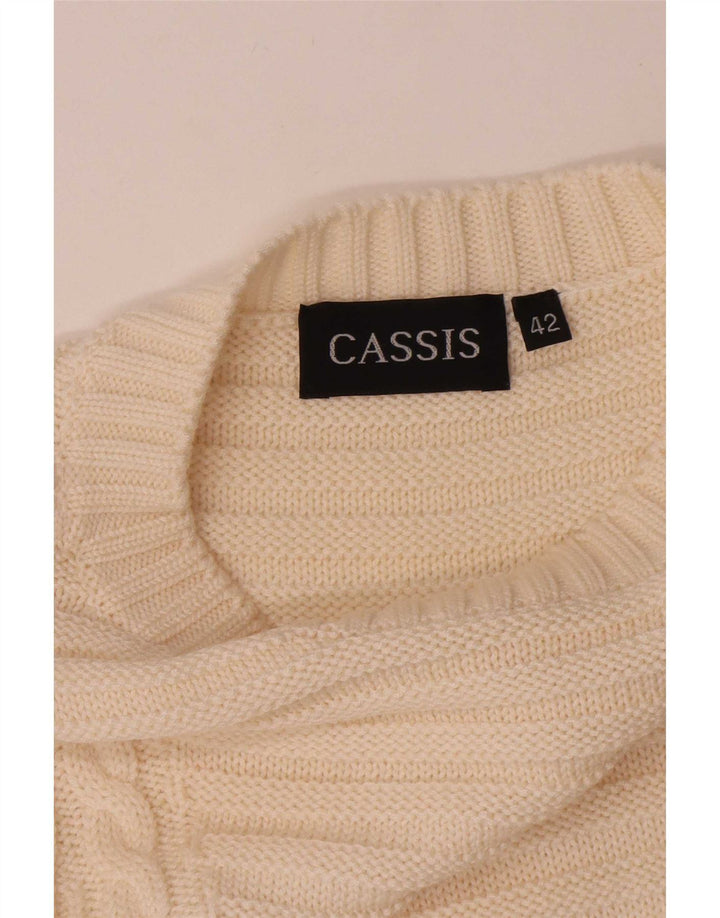 Vintage Womens Oversized Boat Neck Jumper Sweater EU 42 Large Beige