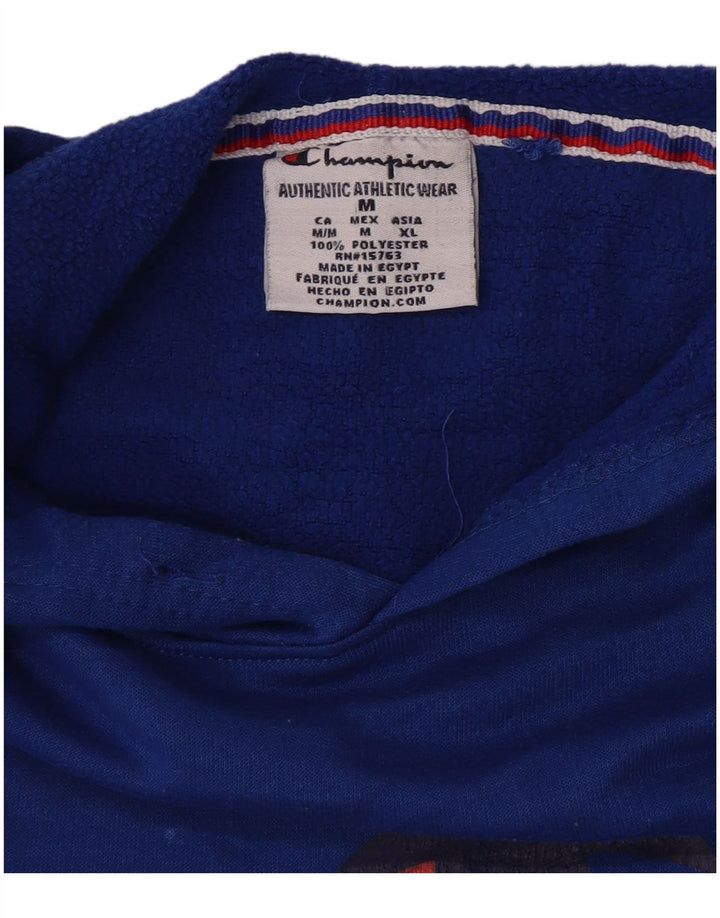Champion Mens Graphic Hoodie Jumper Medium Blue Polyester
