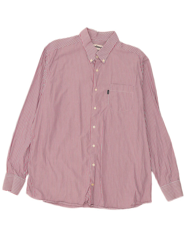 Barbour Mens Tailored Fit Shirt 2XL Pink Striped