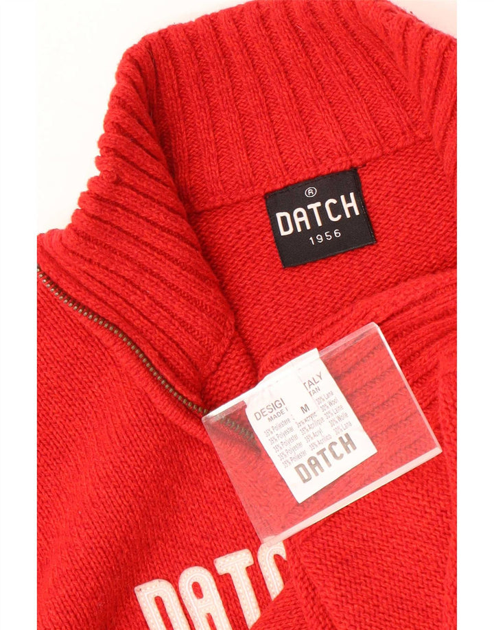 Datch Womens Graphic Cardigan Sweater UK 14 Medium Red Polyester