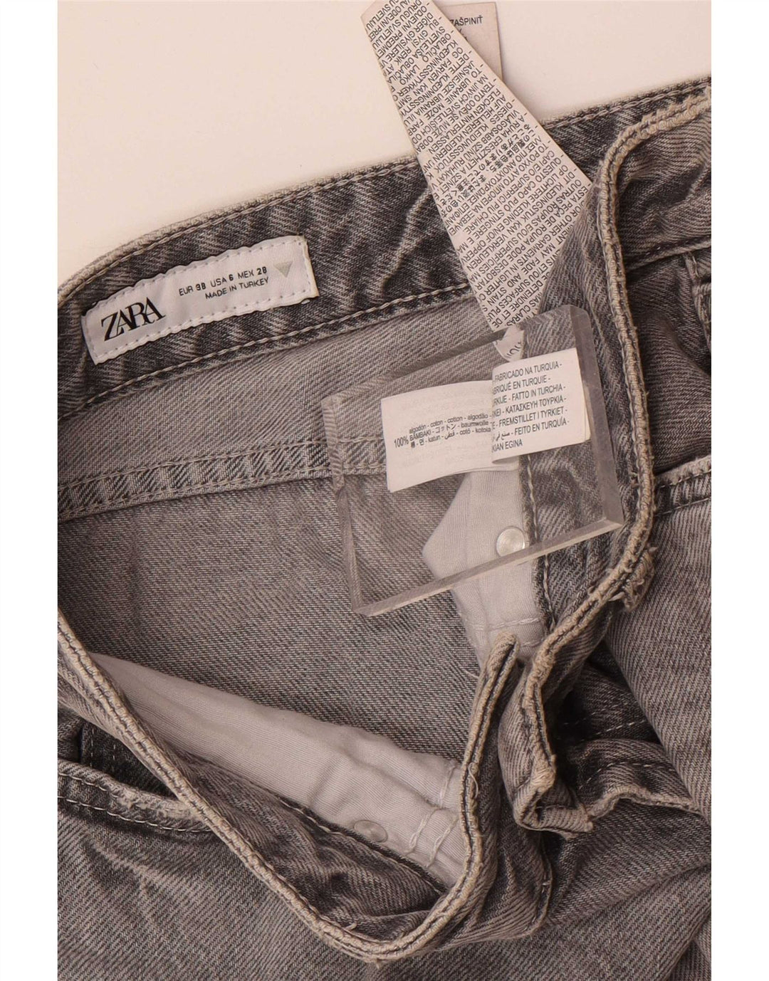Zara Womens Straight Jeans EU 38 Small W28 L34 Grey Cotton