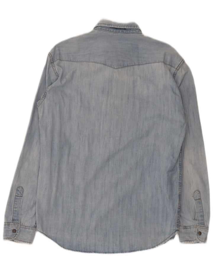 Camicia di jeans da uomo Carrera in cotone blu medio