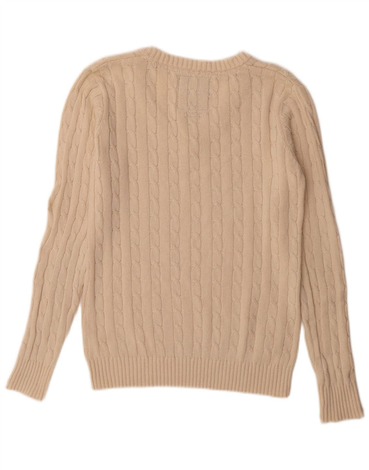 Kangol Womens V-Neck Jumper Sweater UK 10 Small Beige