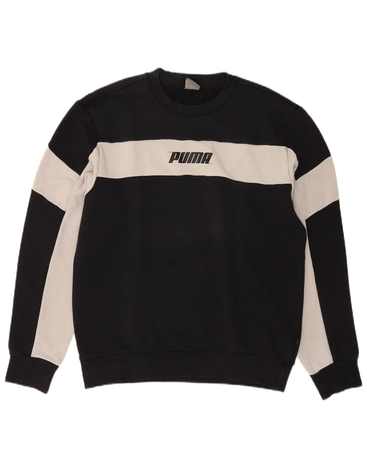 Puma Mens Sweatshirt Jumper Medium Black Colourblock Cotton