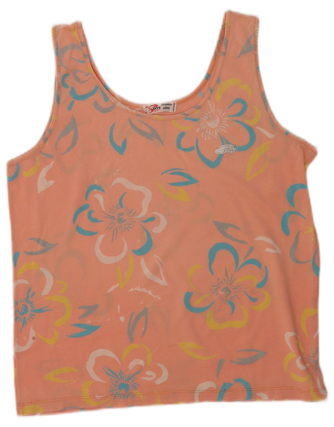 Silvy Womens Vest Top IT 44 Medium Pink Floral Cotton