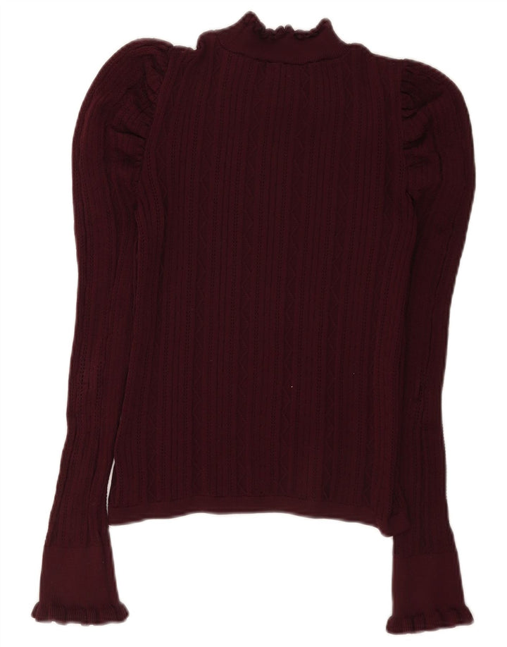 Zara Womens Long Sleeve Blouse Top UK 12 Medium Burgundy