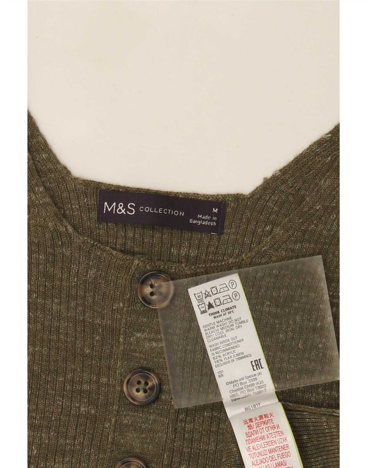Marks & Spencer Womens Vest Top UK 12 Medium Khaki Flecked Acrylic
