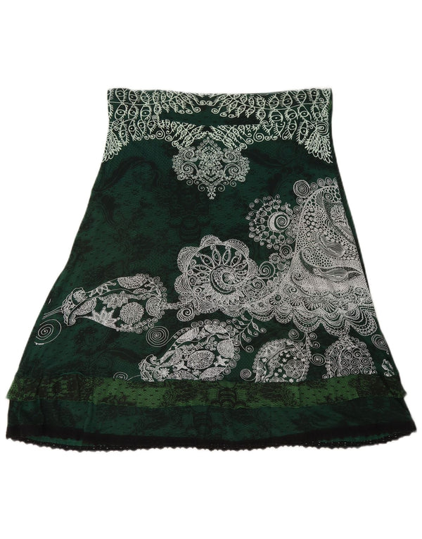 Desigual Γυναικεία γραφική φούστα A-Line Medium W28 Green Paisley Viscose