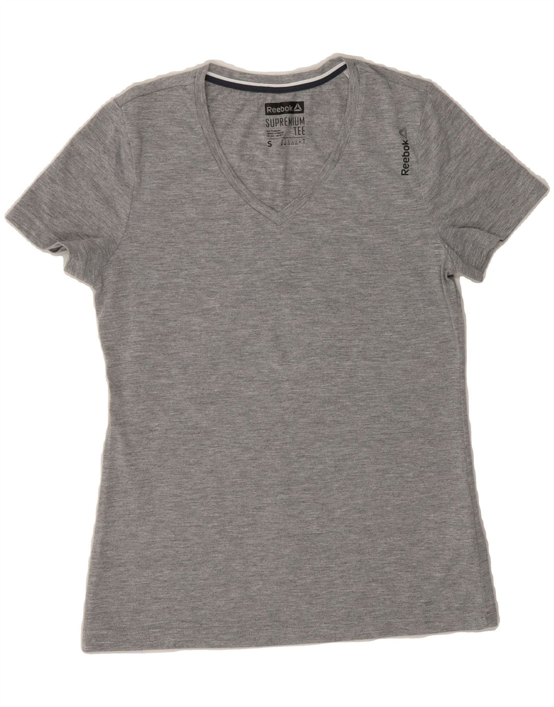 REEBOK Womens T-Shirt Top UK 8/10 Small Grey Polyester Vintage Reebok and Second-Hand Reebok from Messina Hembry 