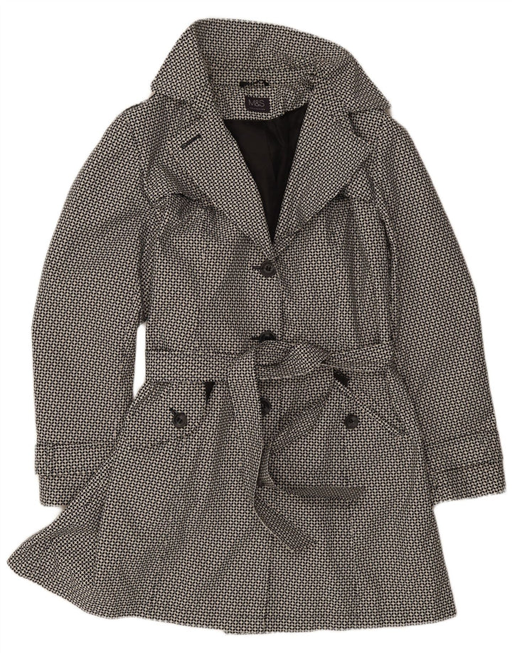 Marks & Spencer Womens Trench Coat UK 18 XL Black Geometric Polyester