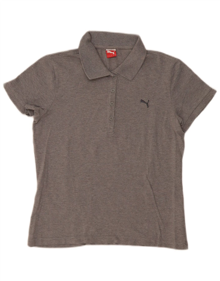 PUMA Womens Polo Shirt UK 14 Medium  Grey Cotton