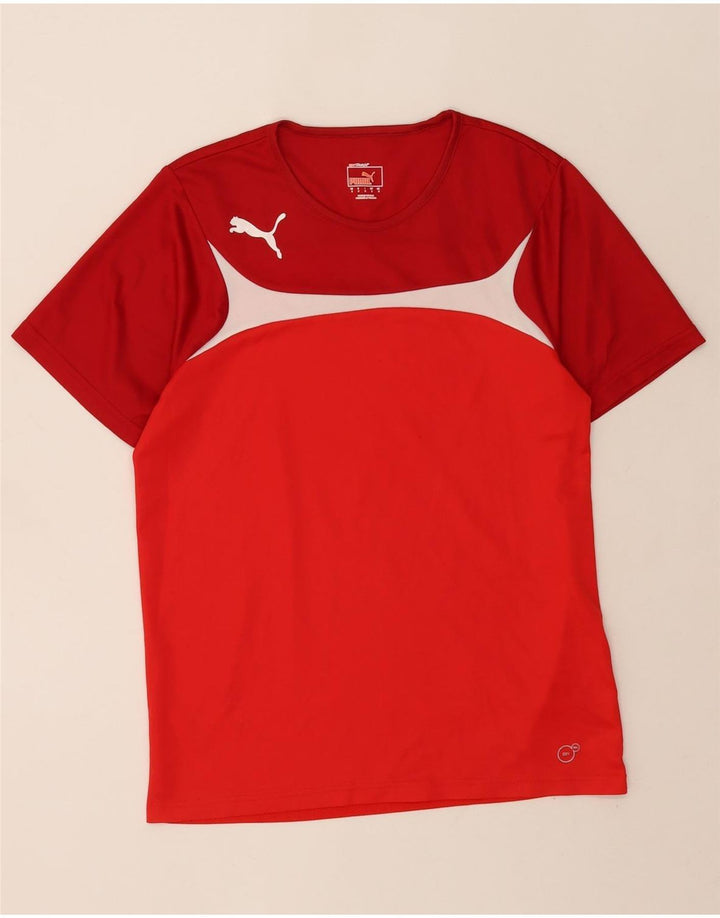 Puma Mens T-Shirt Top Small Red Colourblock Polyester